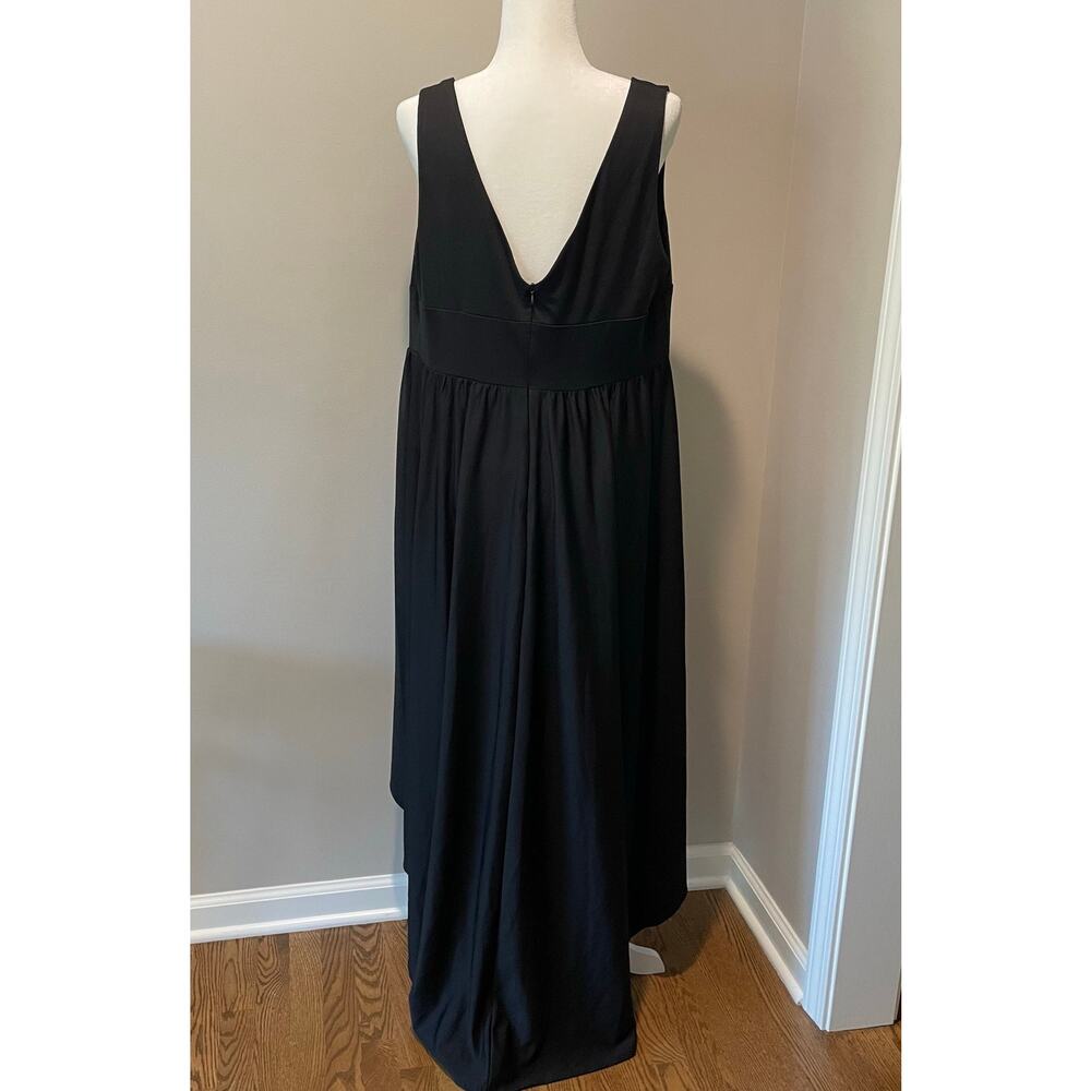 Ever Pretty NWT Hi Low Dress Sz 18 Deep V Neck Black Sleeveless Stretch Evening - Picture 4 of 10